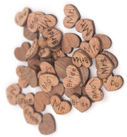 Decorazione da tavola 500 pezzi - Cuori in legno - Mix per matrimoni - 6 disegni - Decorazione per tavola - Dimensioni 1,4 cm largo, 1,2 cm alto - Decorazione per matrimoni