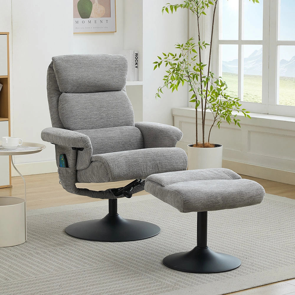 Poltrona massage - Xylo - 5 punti riscaldamento 360° chenille grigio
