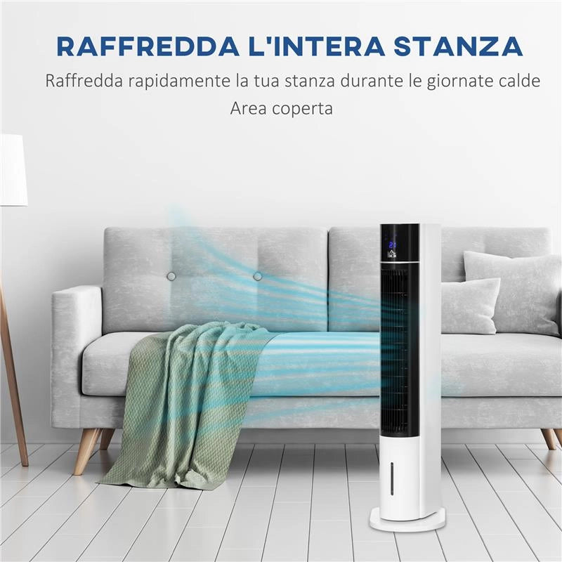 VENTILATORE RAFFRESCATORE EVAPORATIVO 3 MODALITÀ E 3 VELOCITÀ, TIMER, OSCILLAZIONE E TELECOMANDO, BIANCO