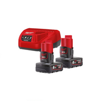 Kit 2 x 6.0 Ah Batterie MILWAUKEE M12 NRG-602 + Caricabatterie
