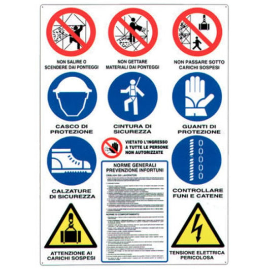 Cartello 12 simboli colorato 100 x140 b08lr13fmc