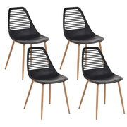 Set di 4 sedie da pranzo Seduta sintetica nera Gambe in metallo Seduta moderna semplice e minimalista
