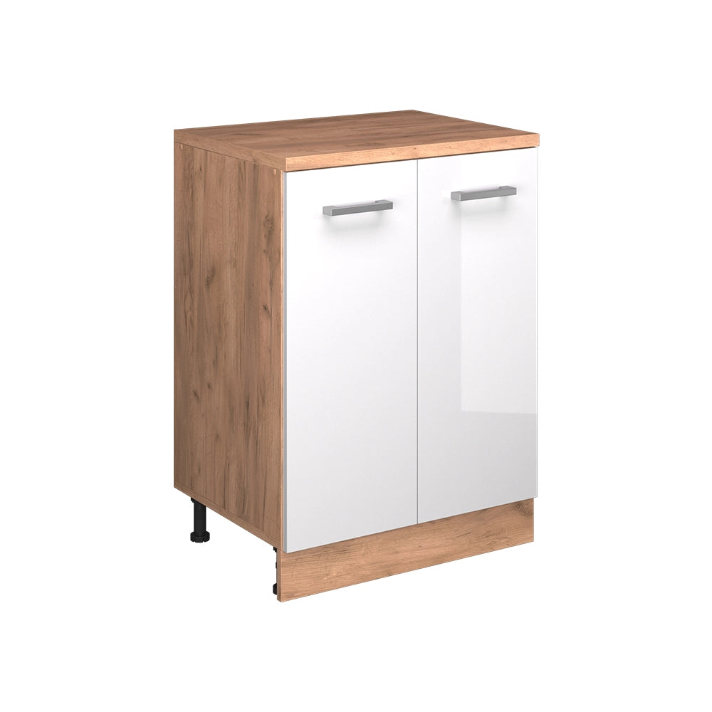 Mobile per mansarda Rion Bianco lucido/Rovere dorato 60 x 83.8 cm senza inclinazione con 2 ante Vicco