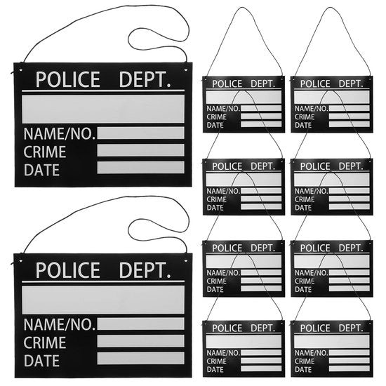 Etichette di identificazione 10 pezzi - Accessori di foto in carta - Aspetto carcerario - Cosplay - Esperienza di party interattiva - Robusta e duratura - Etichette di nome