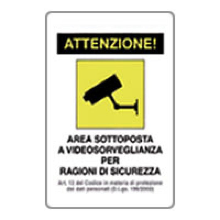 Cartello attenzione area sottopo sta a videosorveglianza 20x30 b0