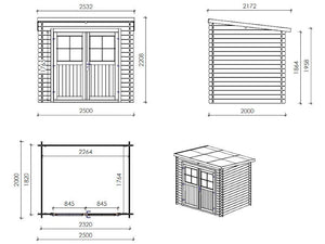 Box in legno Nina cm 250x200 abete grezzo non trattato Losa