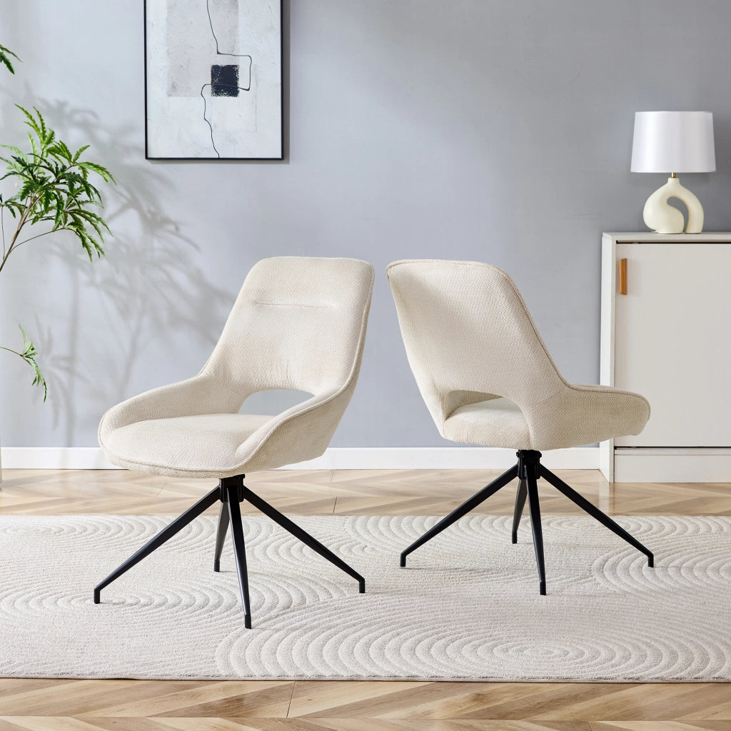 SEDIA da pranzo girevole a 360° Set da 2 pezzi 80 x 47 x 56 cm Beige e Nero