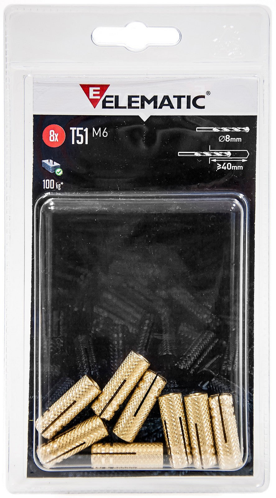 elematic blister tassello t51 m6 ottone 8 pz cod:ferx.13529