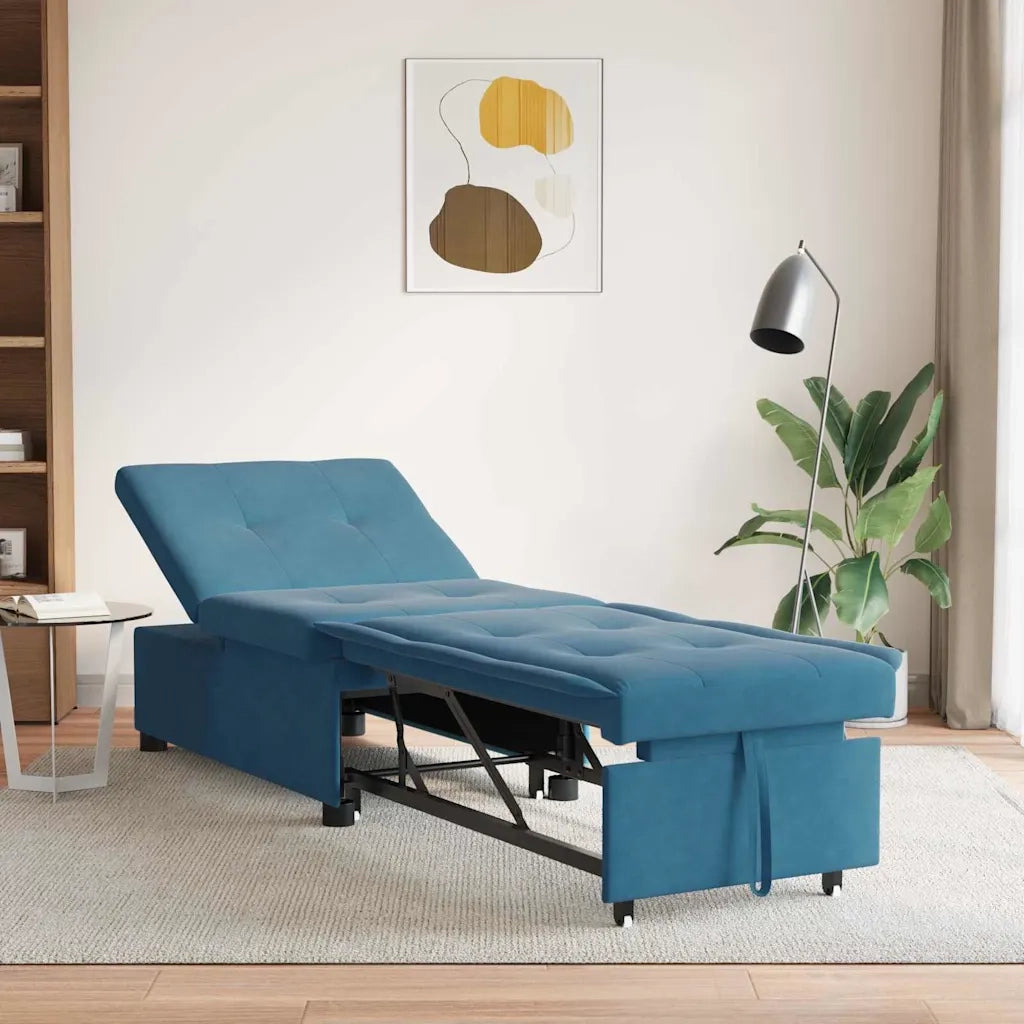vidaXL Divano Letto Blu 67 x 194 x 38 cm Velluto