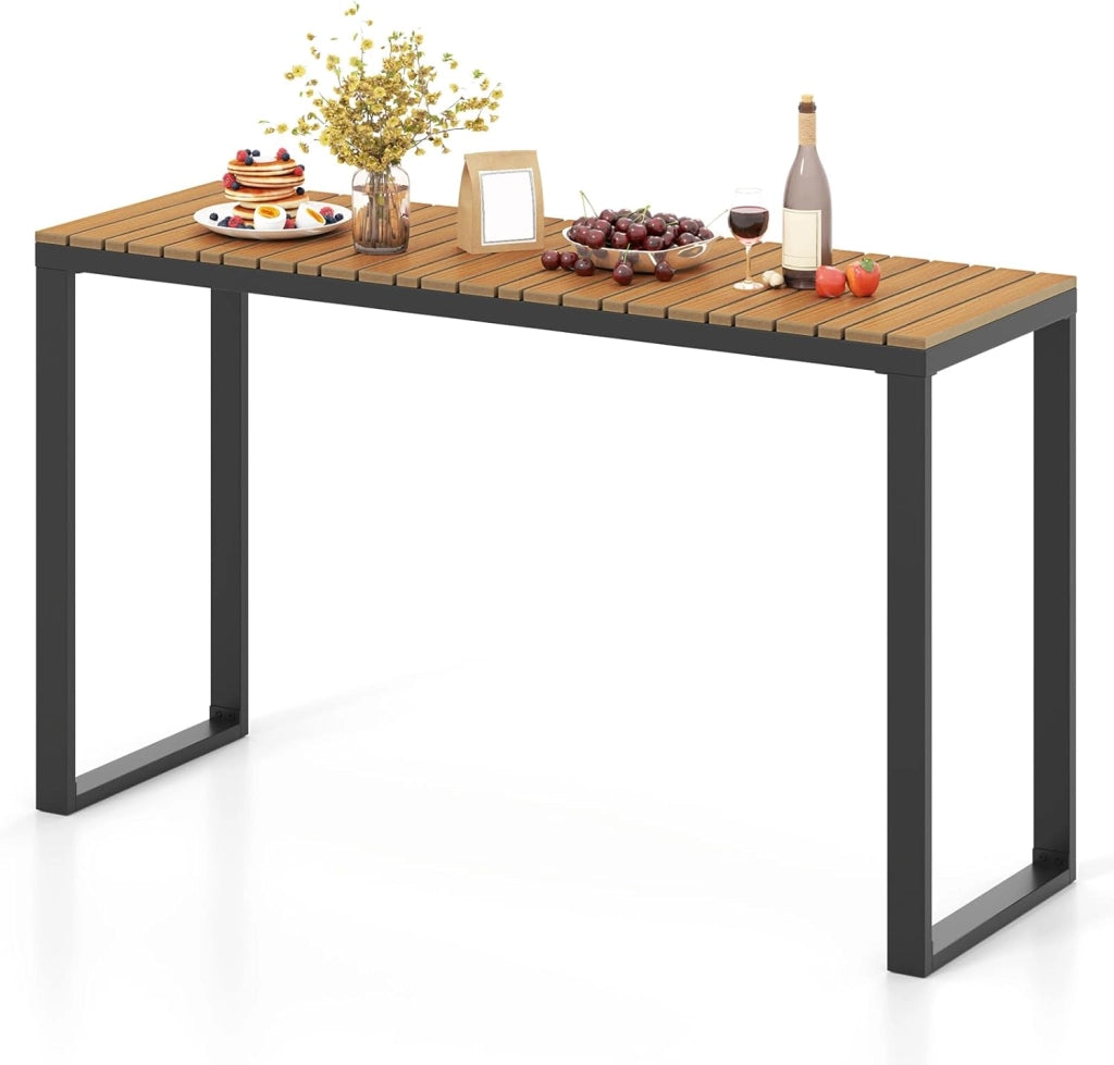 Tavolo Consolle da Esterno Stretto, 129x42x75 cm, Tavolo da Balcone in WPC Impermeabile con Struttura Metallica, Portata 60 kg per Terrazzo, Giardino e Ingresso, Portata 60 kg
