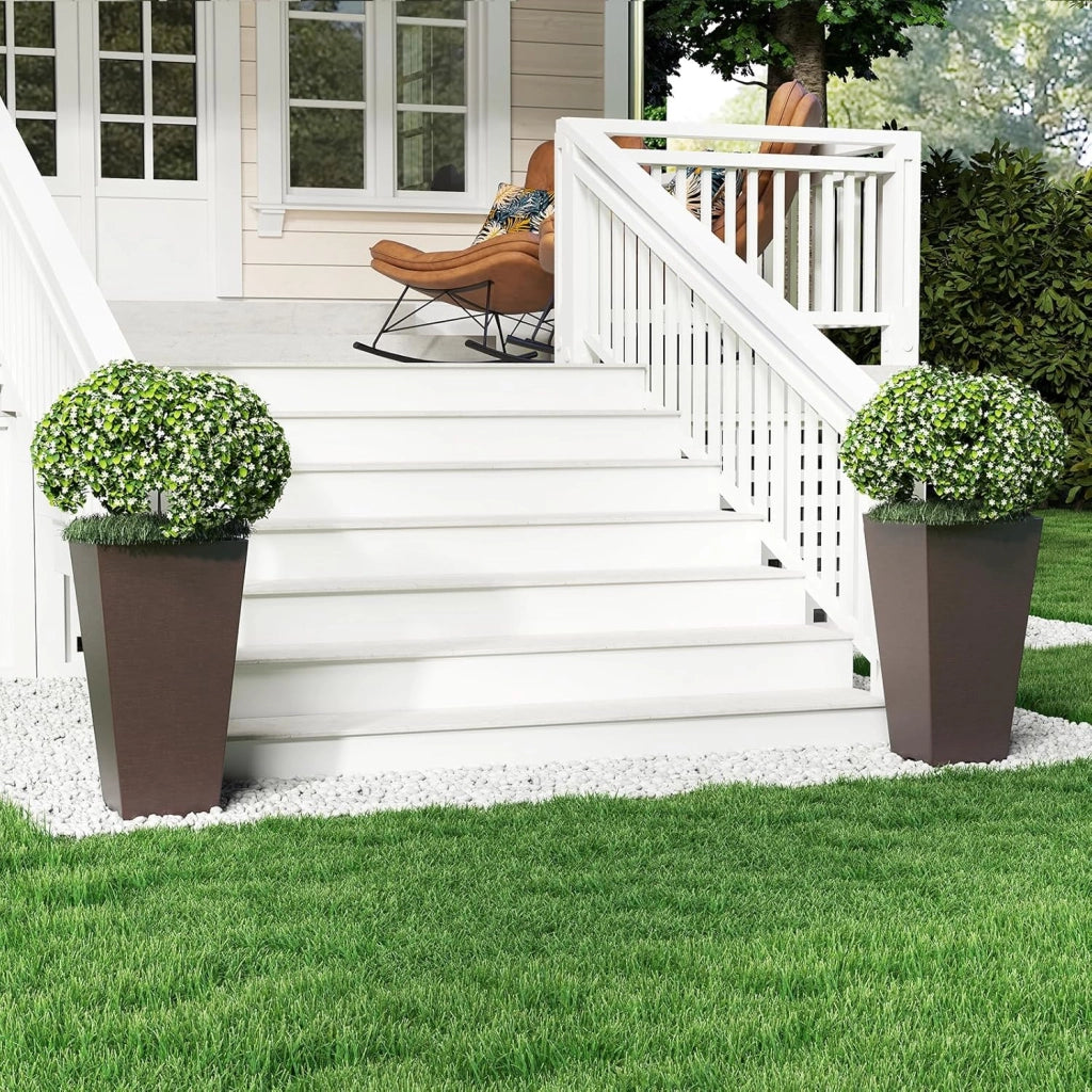 Vasi Alti per Piante, Vasi Grandi da Esterno ed Interno con Fori di Drenaggio, Contenitori Decorativi per Piante per Giardino, Balcone e Veranda (Modello 4)