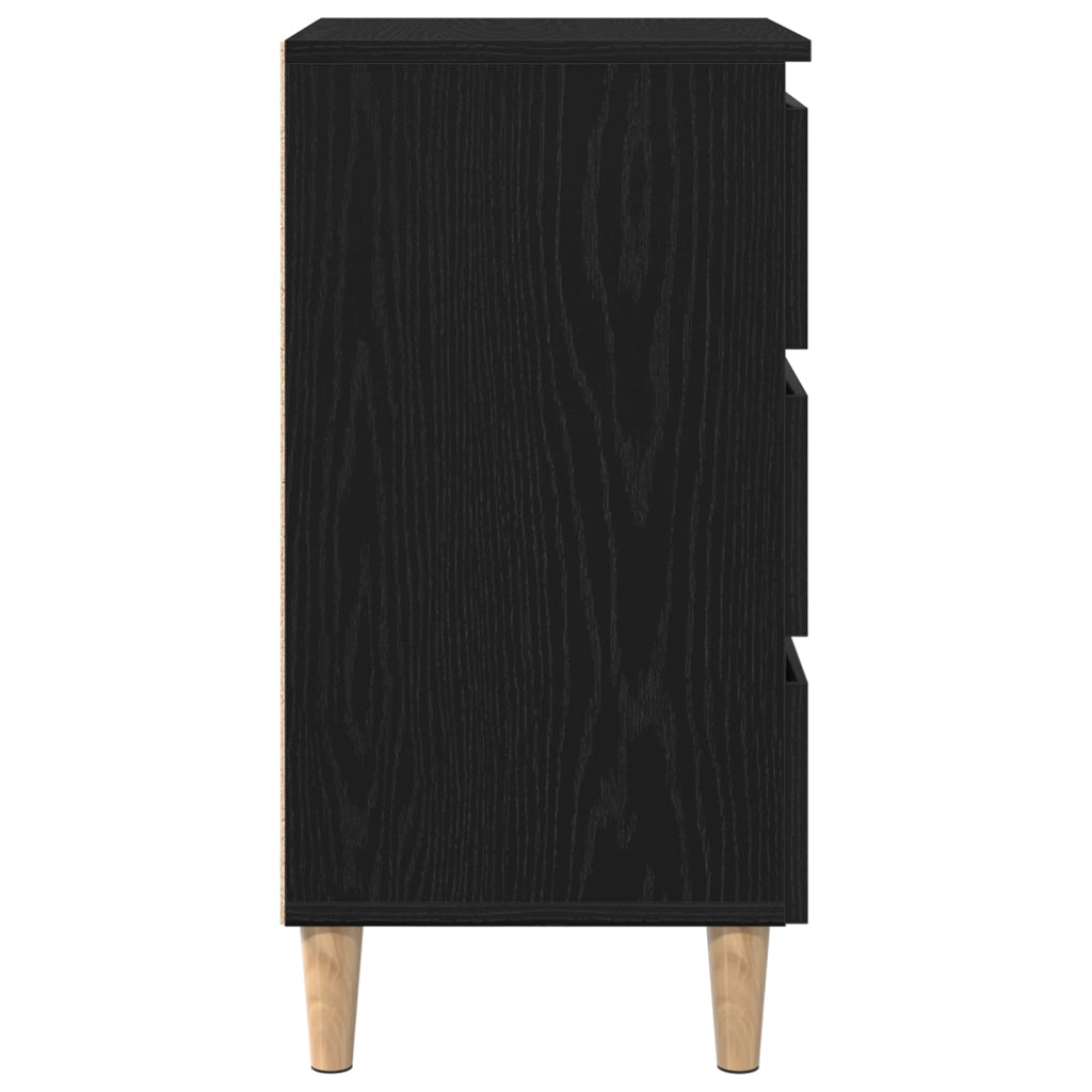 Comodino con gamba in legno Nero Rovere 40x35x69 cm