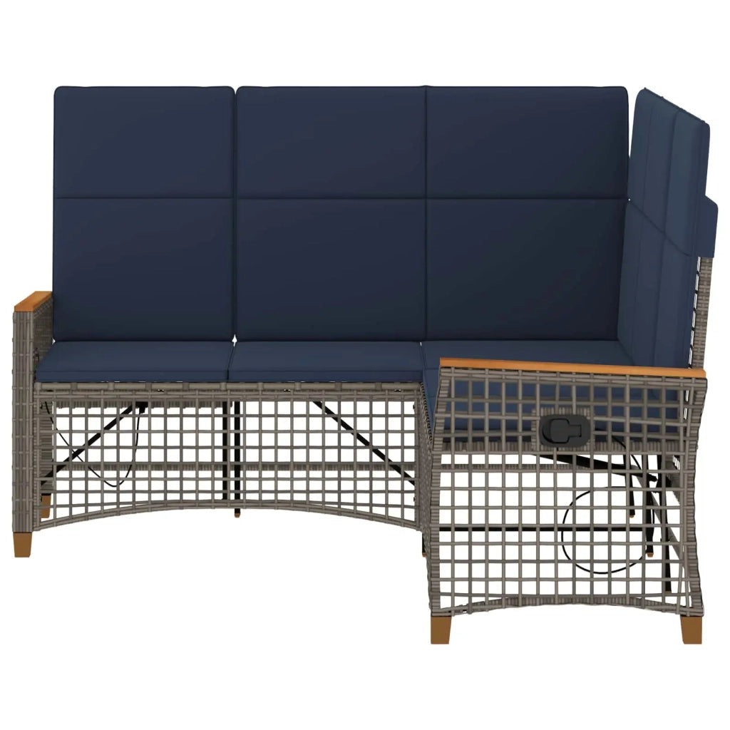 Set di Divani Recliner da Giardino Regolabile Grigio e Blu Navy