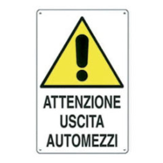Cartello attenzione uscita autom ezzi 50x70