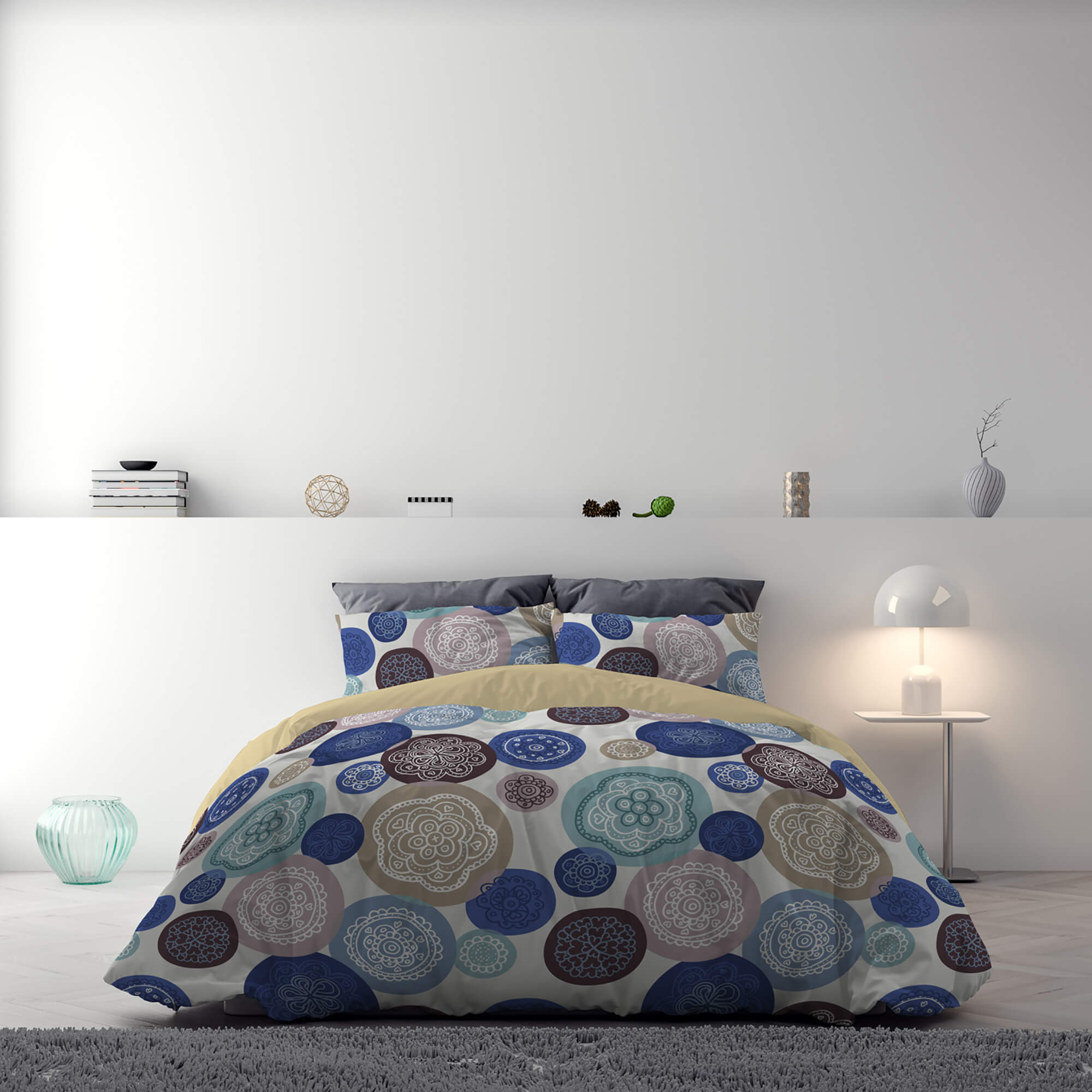 Copripiumino Matrimoniale con Stampa sul Sacco e Federe Doubleface Murrine