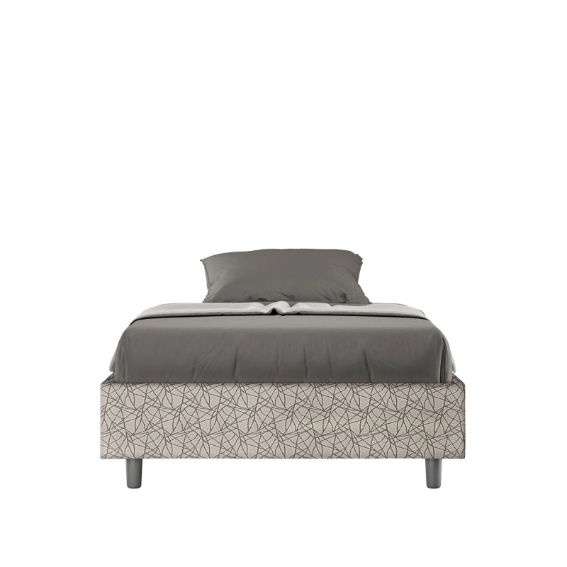 Letto Sommier imbottito 1 piazza e mezza 120x190 cm tessuto Era Azelia - Senza rete,Grigio