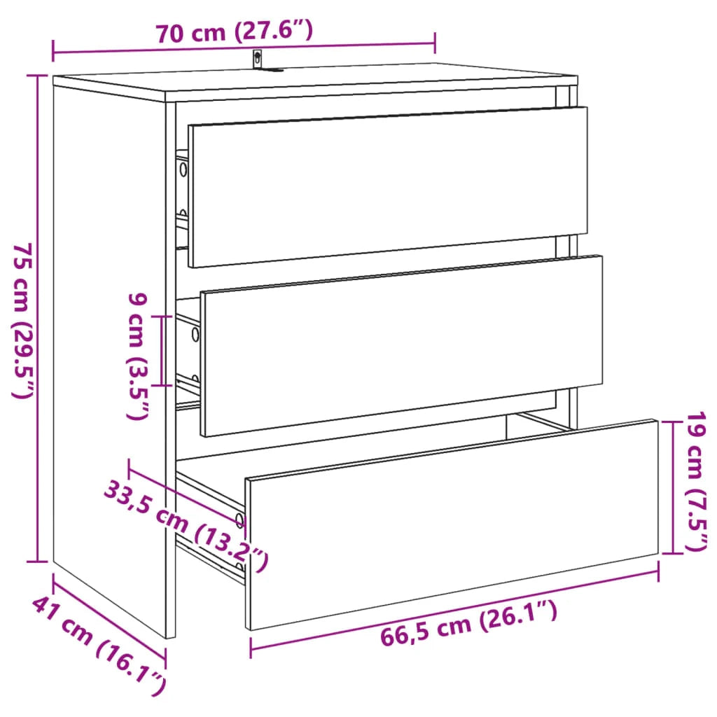 Buffet credenza cassettiera armadio mobile contenitore organizer per cucina soggiorno salotto fatto a mano 70 x 41 x 75 cm legno ingegnerizzato marrone 02_0030819
