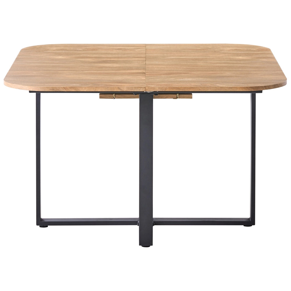 Tavolo da pranzo marrone nero MDF ferro 120/160 x 120 cm moderno quadrato allungabile gambe incrociate a X meccanismo a farfalla