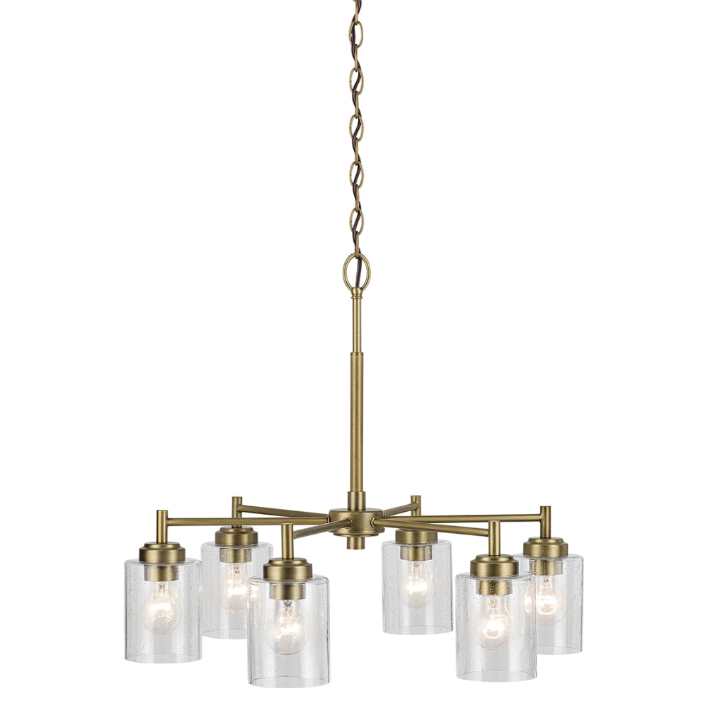 Lampadario WINSLOW ottone 6xE27 vetro bolle Kichler