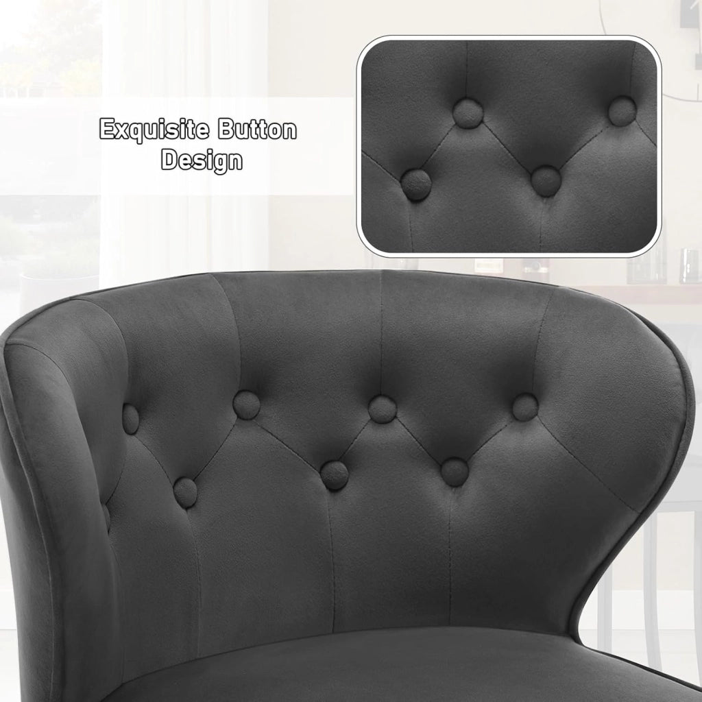 Set di 4 Sgabelli da Bar con Schienale, Sedie Sala da Pranzo con Poggiapiedi, Sedie Ergonomica per Cucina, Camera da Letto, Sgabelli in Velluto e Gambe in Metallo, Grigio Scuro, BH383dgr-4