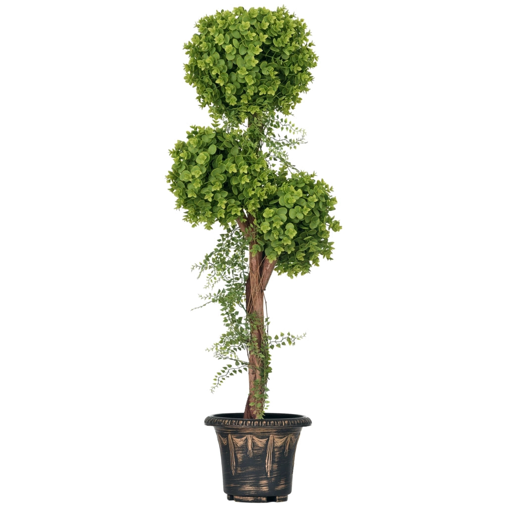 Albero Artificiale 3 Sfere Buxus con Vaso Cemento ¨C Zephmum ¨C Verde 115 cm