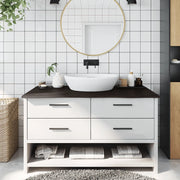 Piano Bagno Marrone Scuro 100x60x2 cm Legno Massello Trattato 3156230