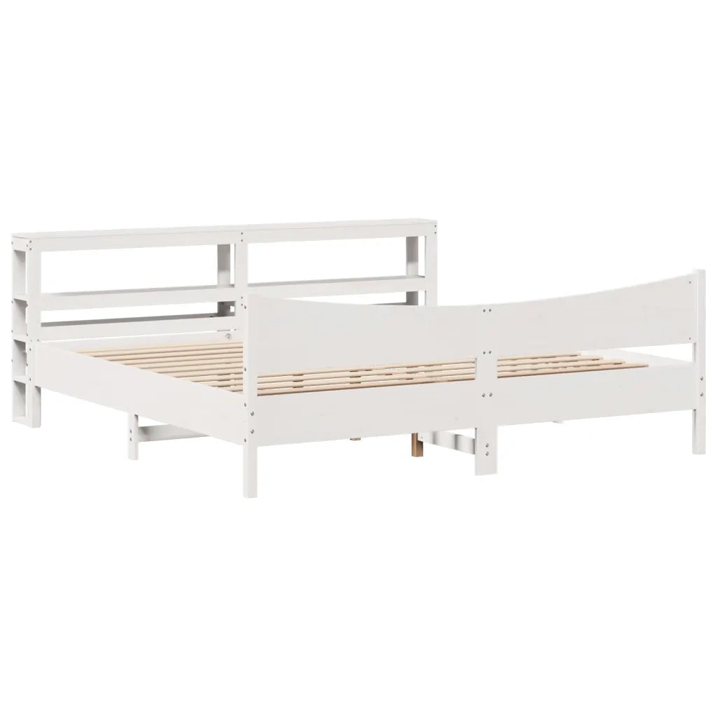 Giroletto con Testiera Bianco 180x200 cm Massello Pino