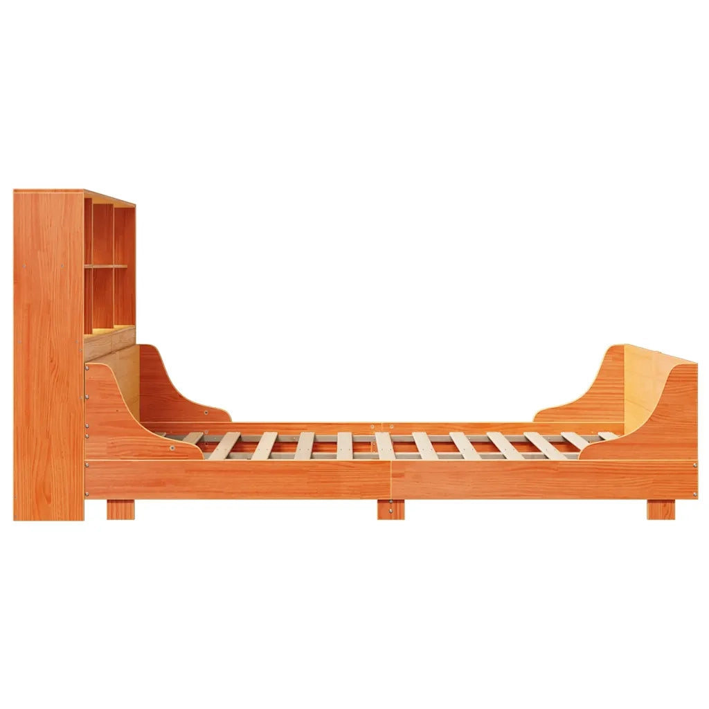 Letto Libreria senza Materasso Marrone Cera 150x200 cm Legno 3323805