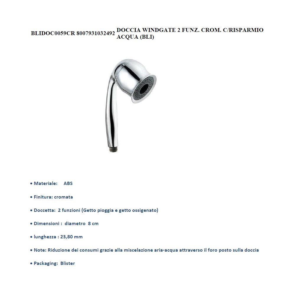 Doccino serie windgate 2 funzioni cromato