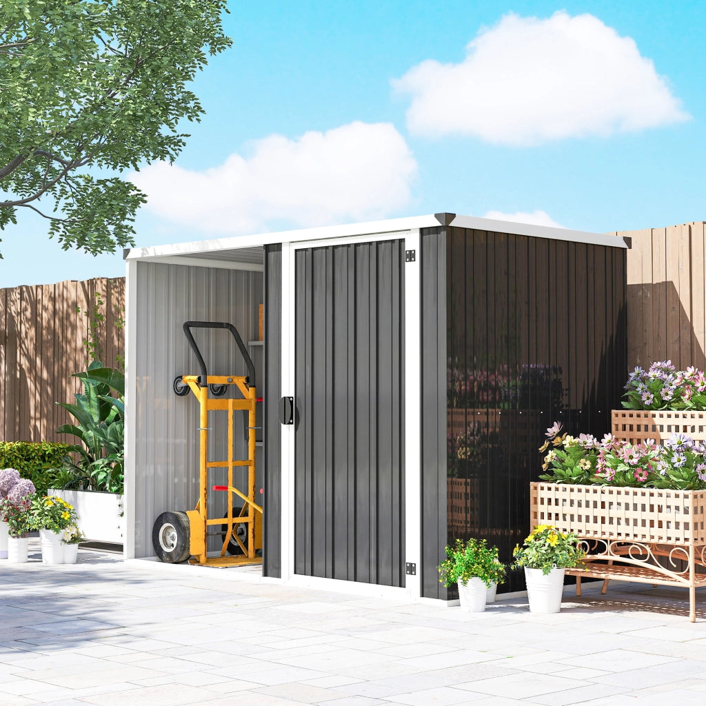 Capanno Box da Giardino 231x125x162 cm Porta Bloccabile in Acciaio Zincato Grigio
