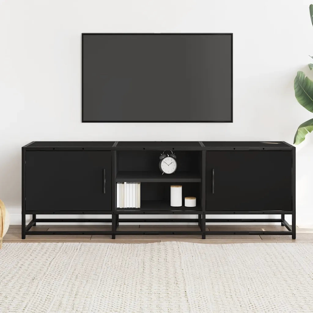 Mobile Porta TV-Mobile per TV-Credenza TV Nero 120x35x41 cm in Truciolato e Metallo