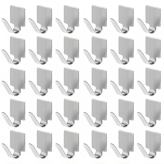 Haken per Parete Autoadesivi 30 pezzi - Haken in Acciaio Inossidabile - Hanger per Asciugamano Argento - Montaggio Facile - Duraturo e Resistente - Hanger per Parete