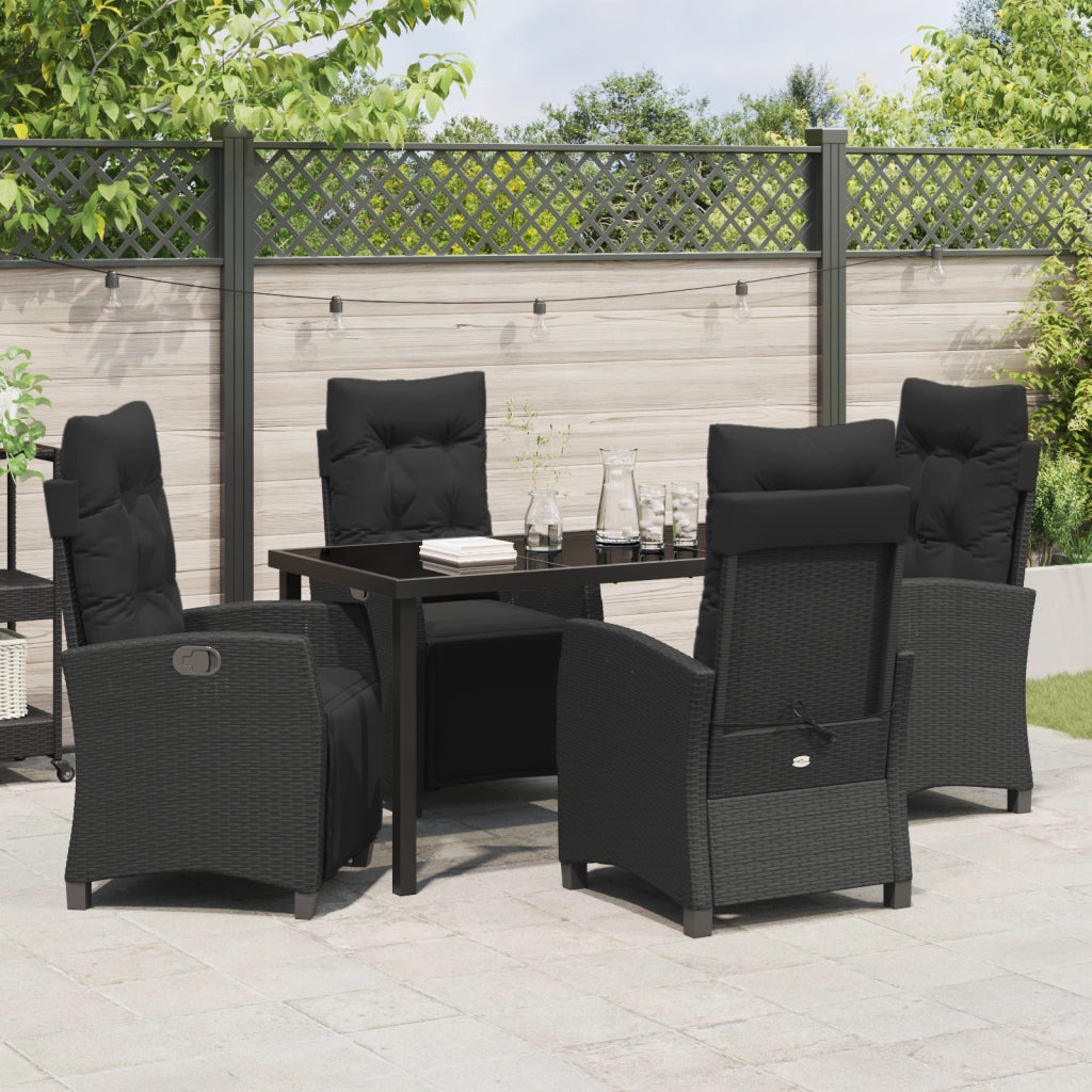 Set di Mobili da Giardino 5 Pezzi in Rattan Poli Nero