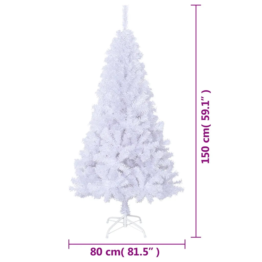 Albero di Natale | Decorazioni natalizie Artificiale con Rami Spessi Bianco 150 cm PVC