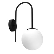 Applique nero opaco sfera vetro bianca Cambridge E14 Luminex