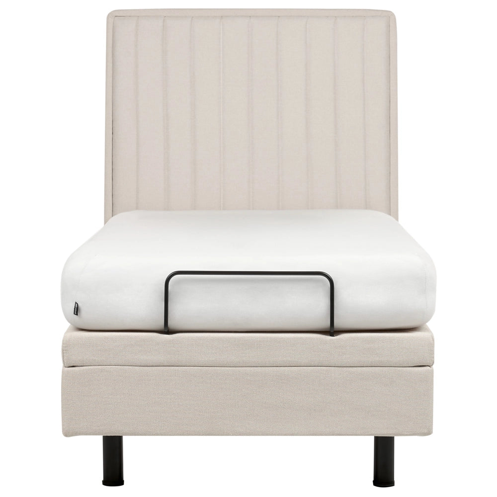 Letto Tessuto Beige chiaro Elettrico Regolabile con Telecomando 90 x 200 cm