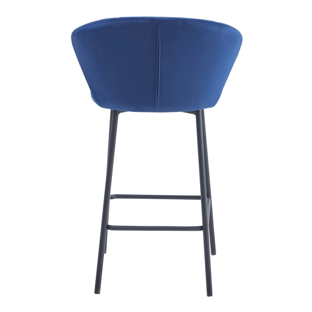 Set di 3 sgabelli bar Gatta in velluto blu e acciaio