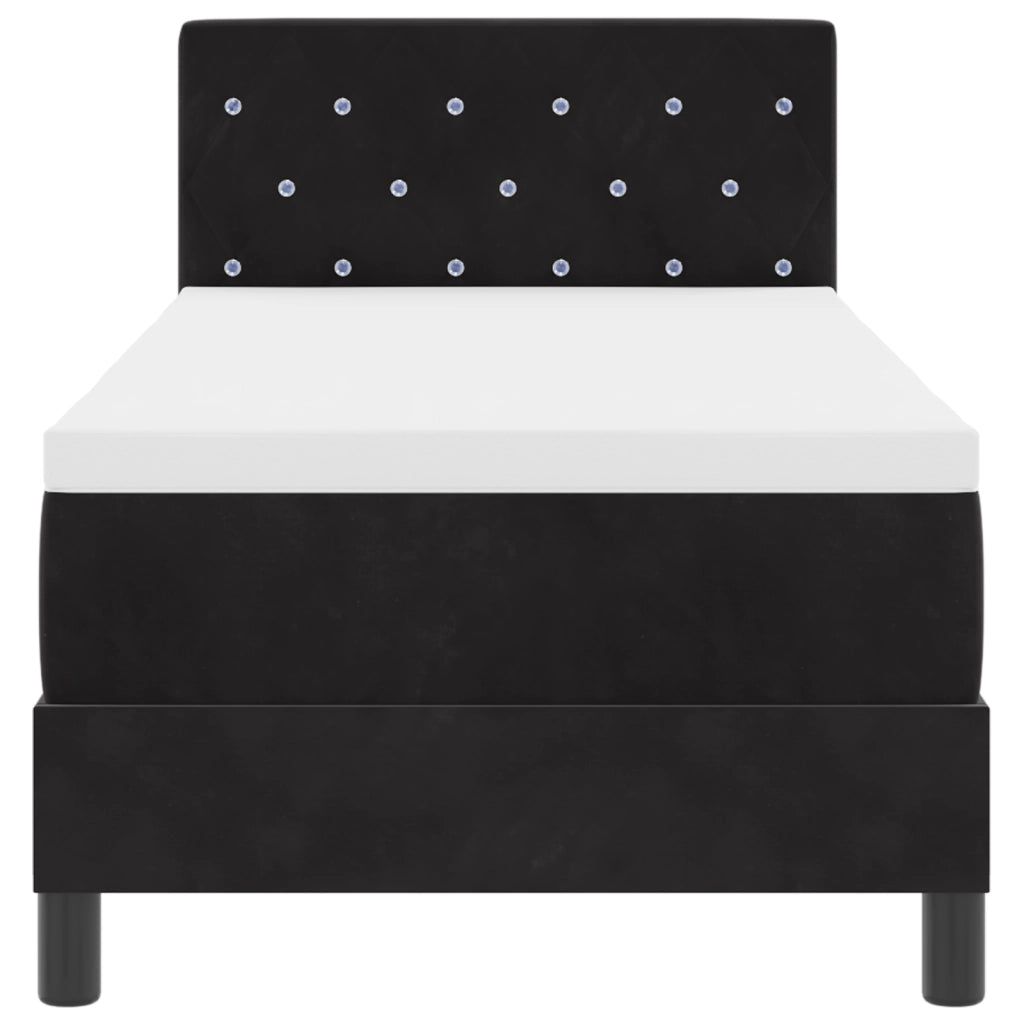 Letto con Box Spring e Materasso & LED Nero 80x200 cm Velluto