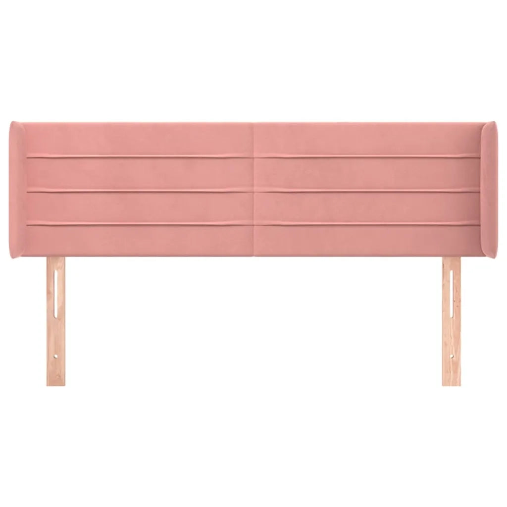 Testiera | Testata ad Orecchio Rosa 147x16x78/88 cm in Velluto