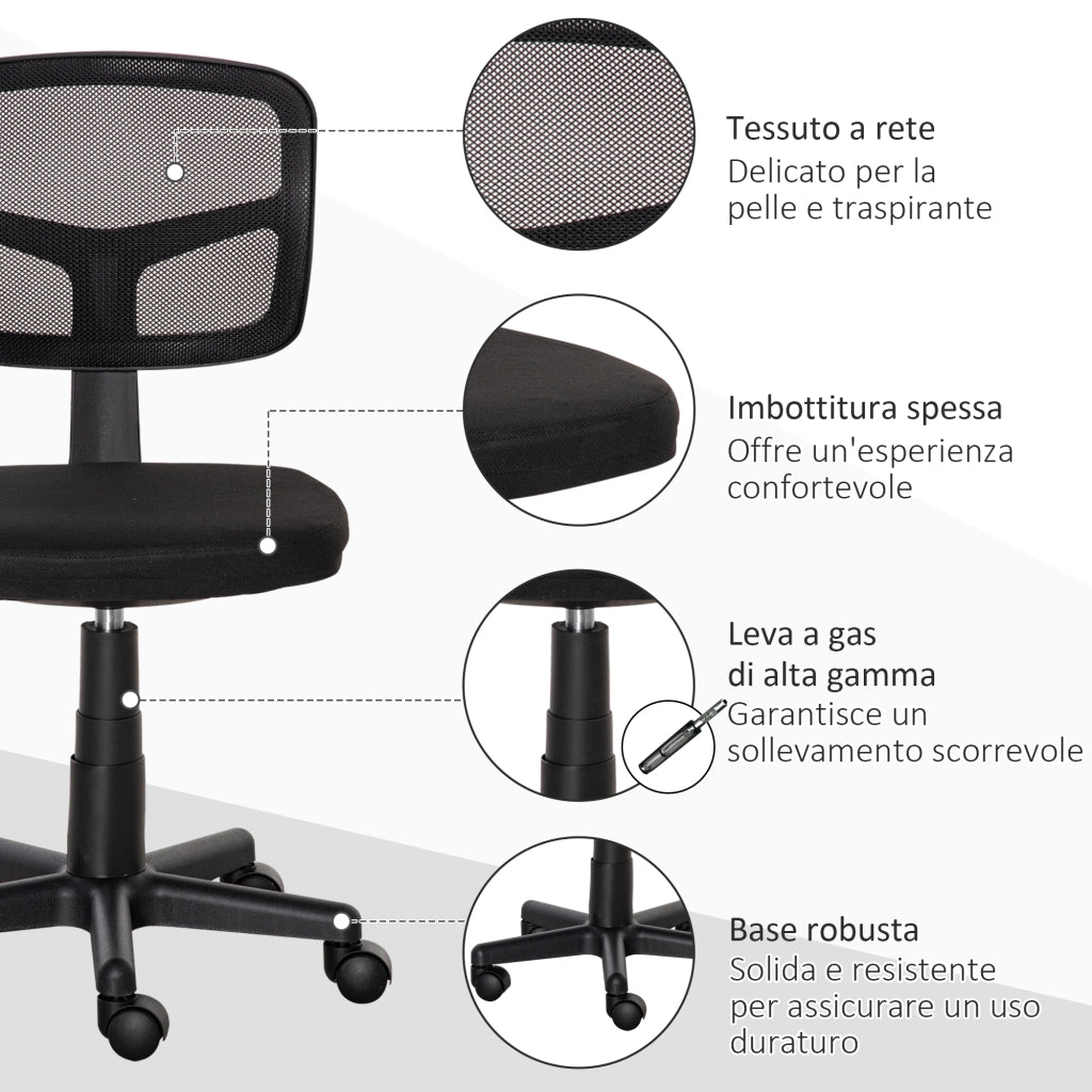 Sedia da Ufficio Ergonomica in Rete ¨C Zephmum ¨C Nero, Senza Braccioli, Regolabile