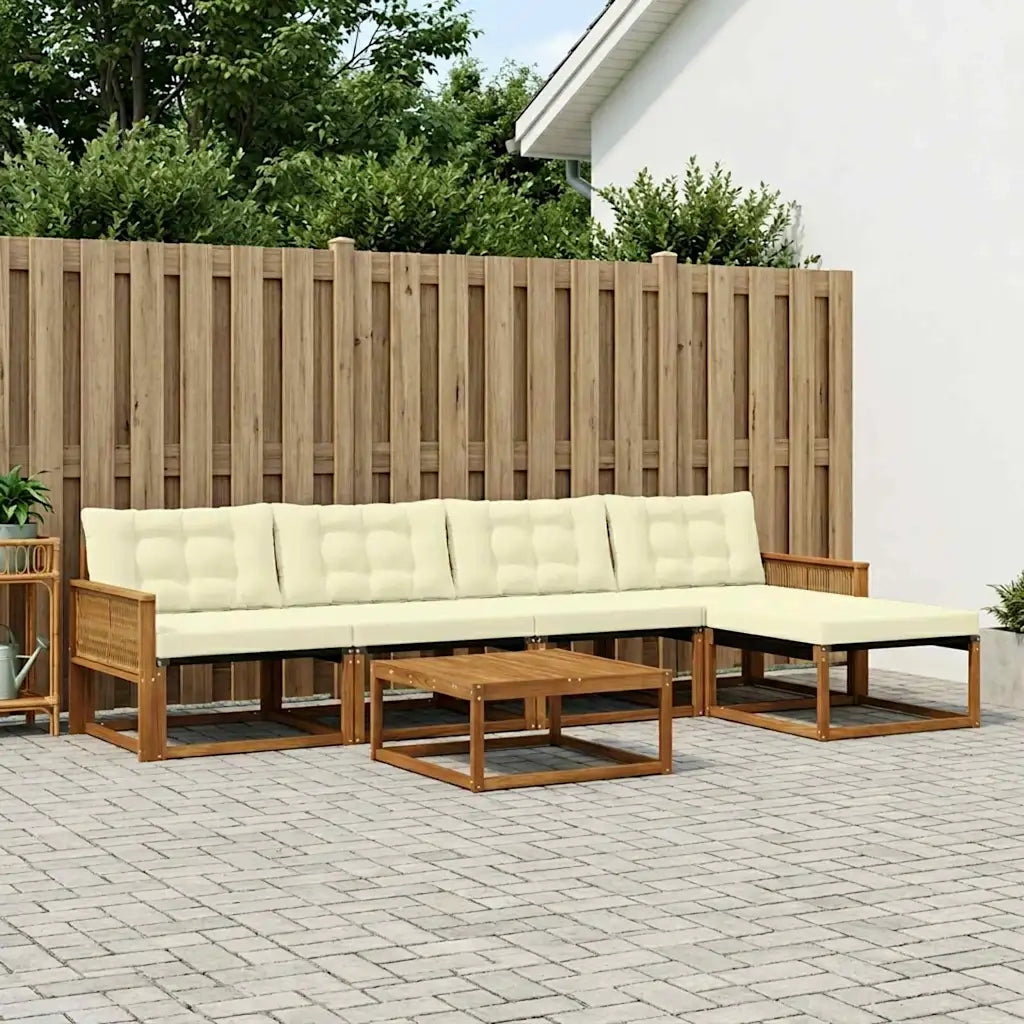 Set di divani da esterno con cuscino 6 pcs Naturale e Crema