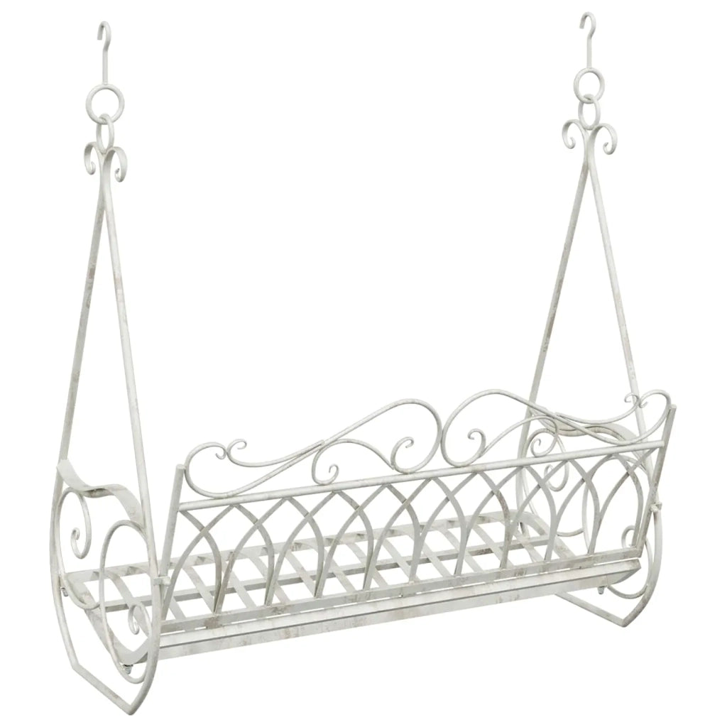 Panchina a Dondolo Acciaio 112 x 60 x 126,5 cm Bianco Antico