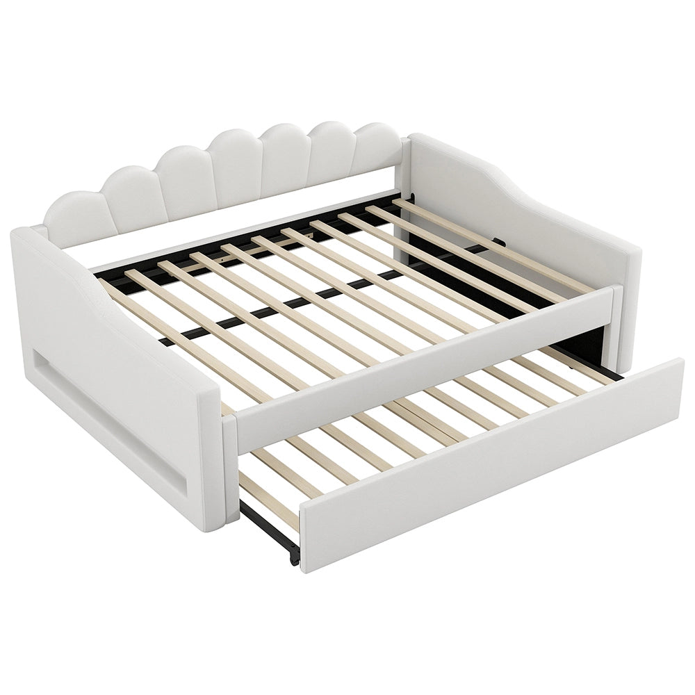 Letto imbottito - Xylo - 140x200cm LED + letto a scomparsa, beige