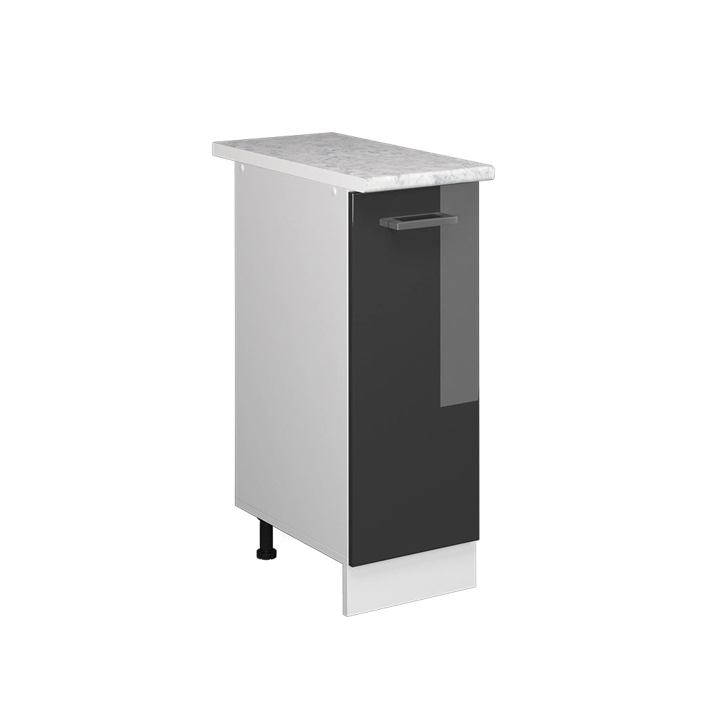 Vicco Base universale Antracite lucido 30 cm con anta, con piano di lavoro