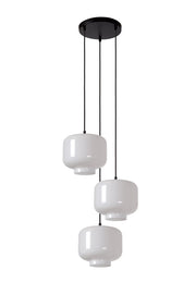 Lampada a sospensione Medine Lucide 3 luci vetro bianco