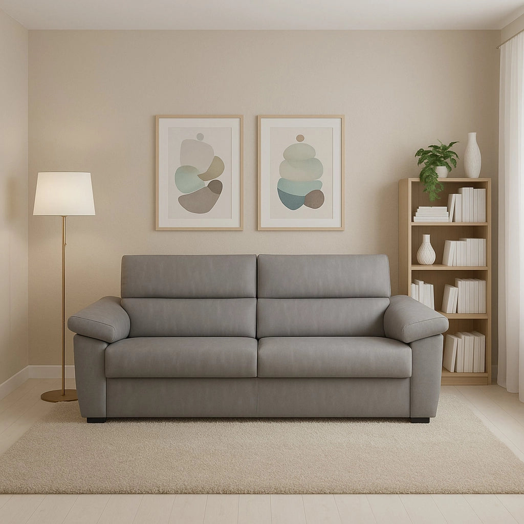 Pisogne, Divano Fisso 2 Posti Sfoderabile Made in Italy, 185x95x100h cm Grigio