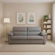 Pisogne, Divano Fisso 2 Posti Sfoderabile Made in Italy, 185x95x100h cm Grigio