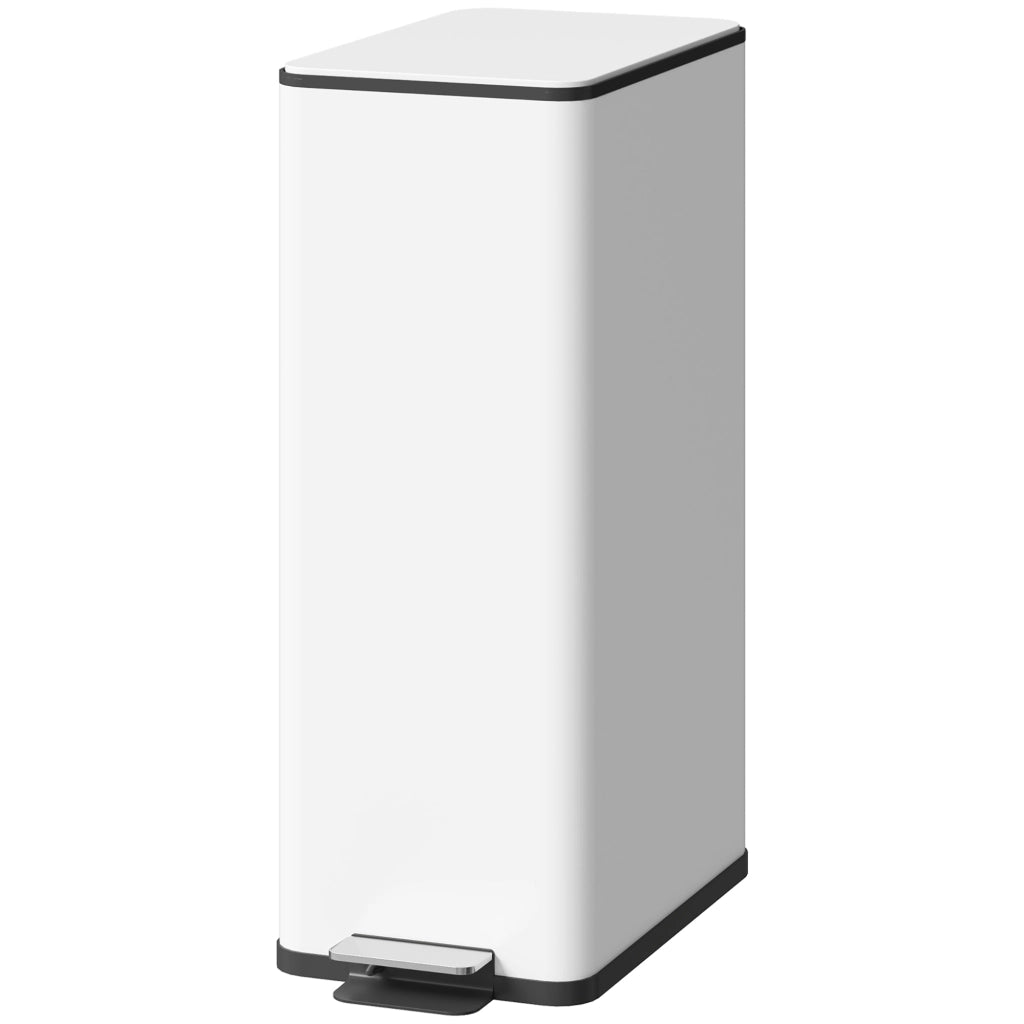 Bidone della spazzatura 20L ¨C zephmum ¨C Bianco, Acciaio inossidabile, Coperchio a chiusura morbida