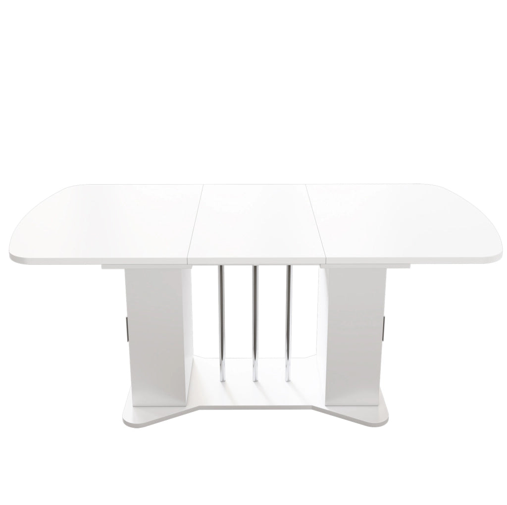 Tavolo da pranzo estensibile bianco 120/160 x 80 cm con contenitori
