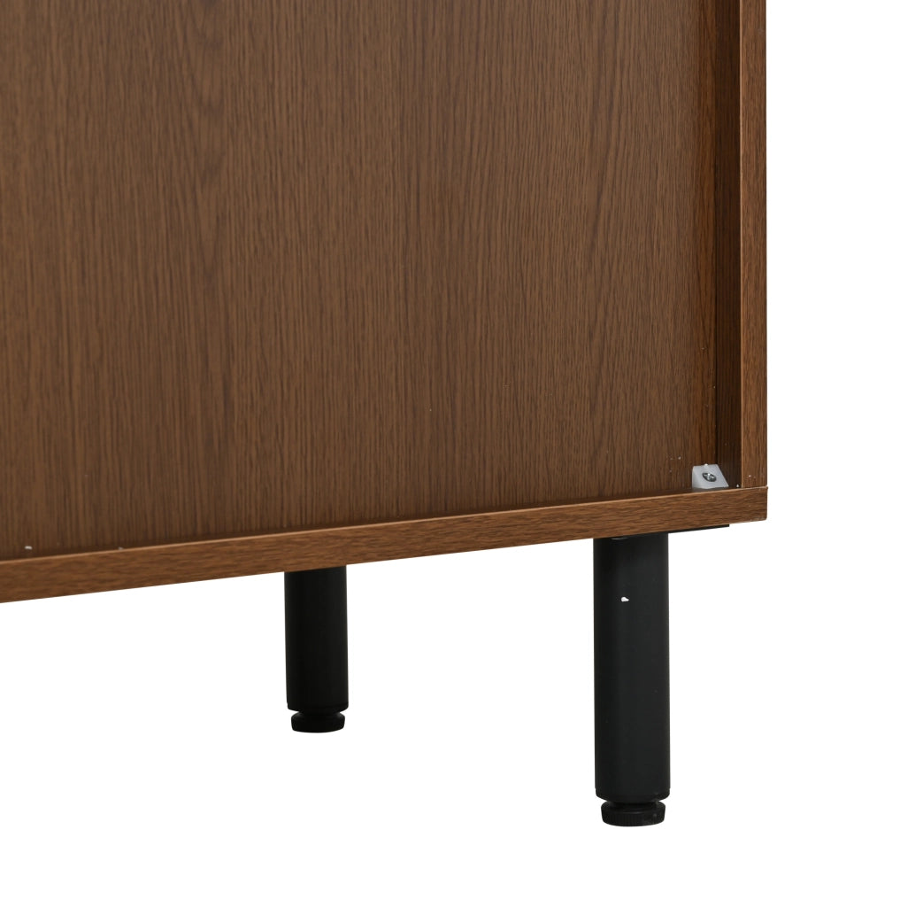 Credenza da cucina 160x35x80 cm noce e nero con 4 ante